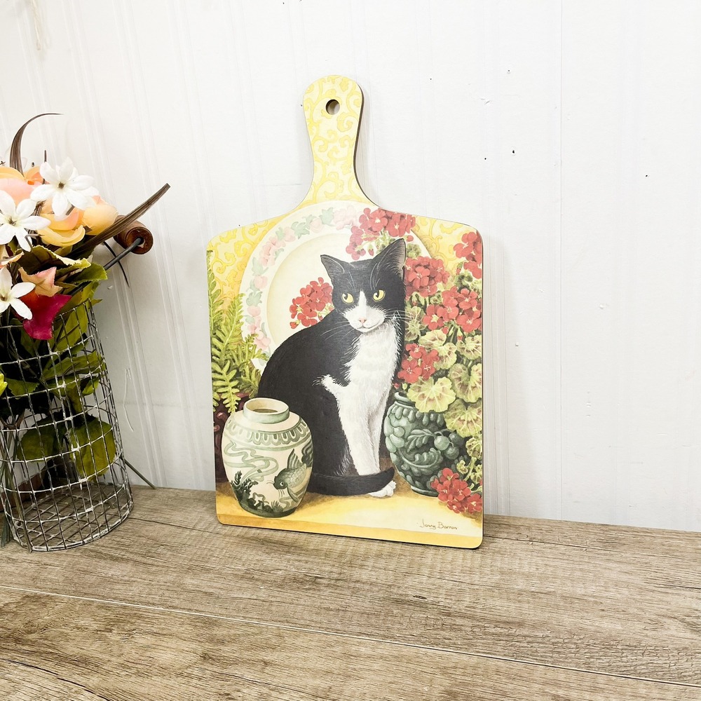 Vintage Tuxedo Cat Chopping Board, Wilscombe Melamine England 12in